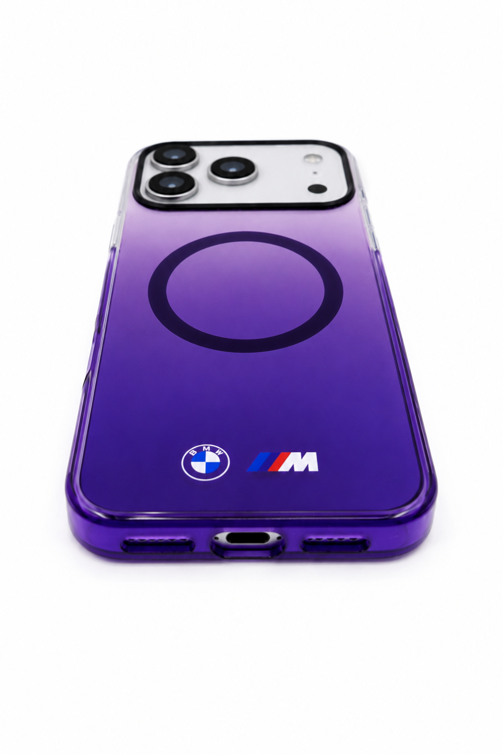 Funda BMW M MagSafe – Degradado Multicolor Navy | Botones Metálicos