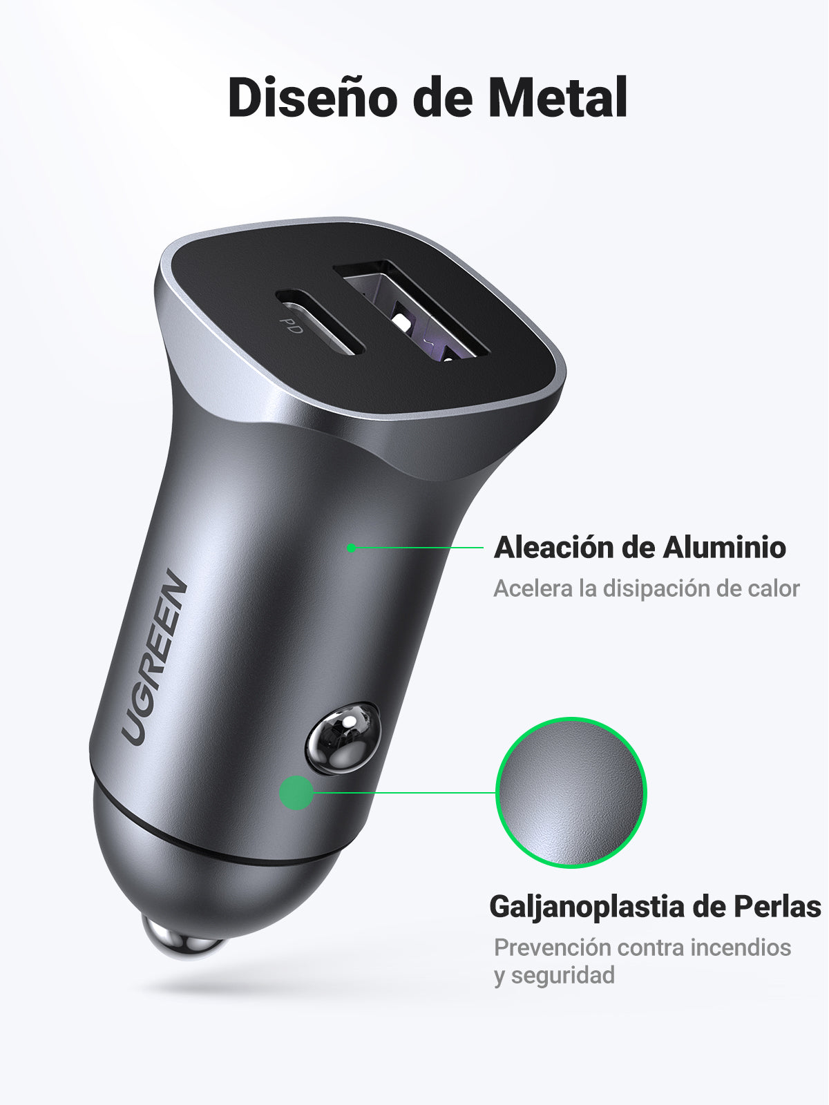 UGREEN A+C Dual-Port Car Charger PD30W+SCP22.5W MODEL CD130