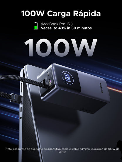 UGREEN Batería Portátil 130W con Cable Integrado PB723