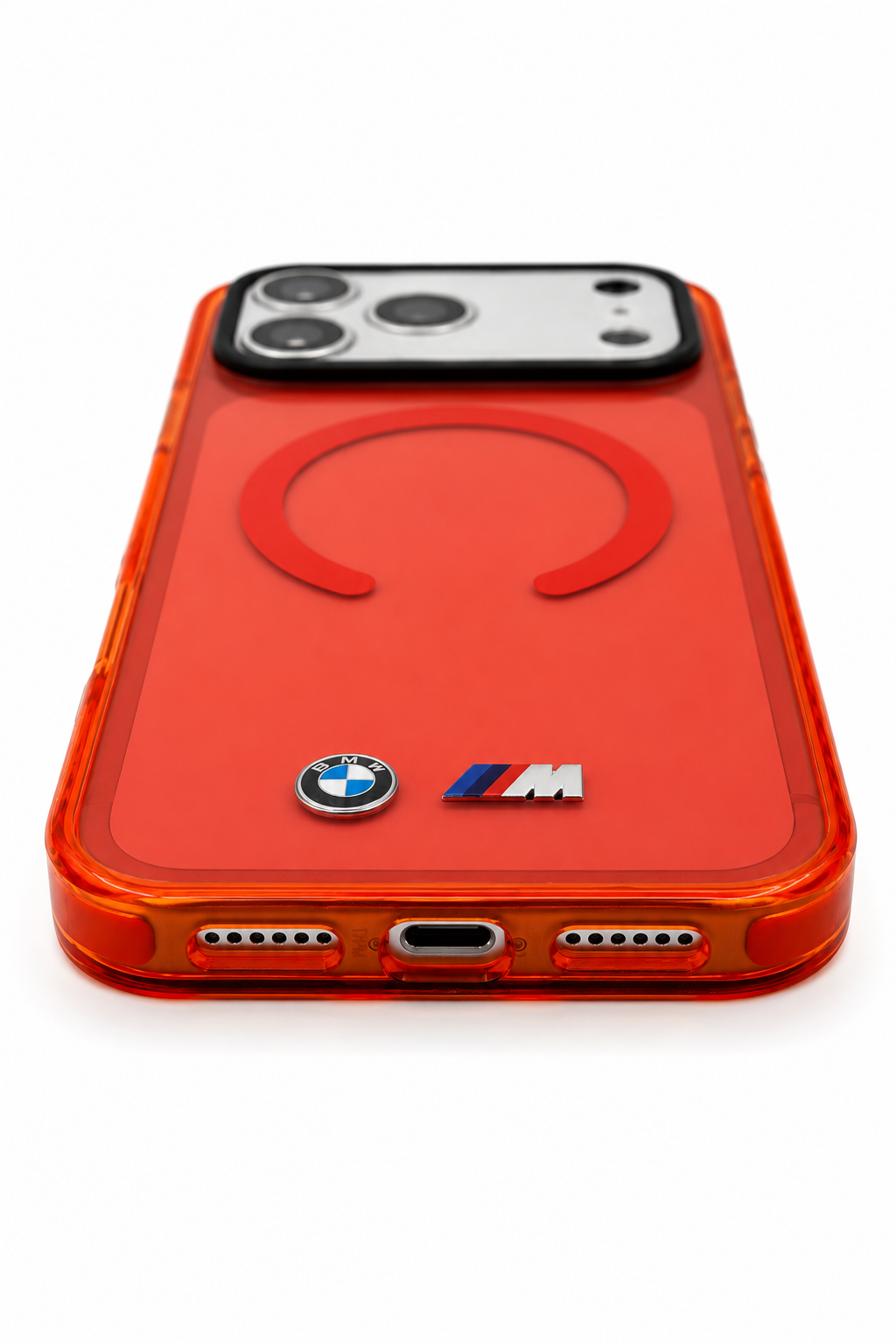 Funda BMW MagSafe Shockproof con Logos Metálicos - Naranja