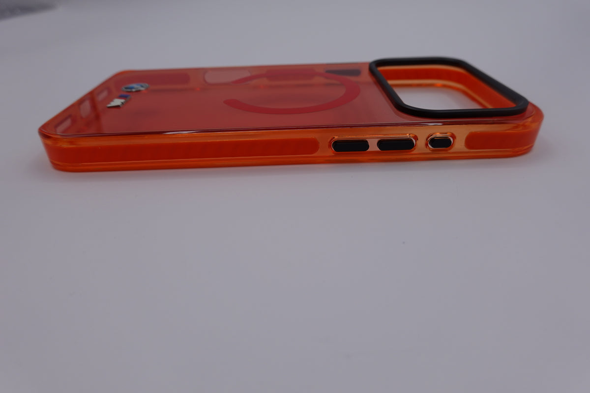 Funda BMW MagSafe Shockproof con Logos Metálicos - Naranja